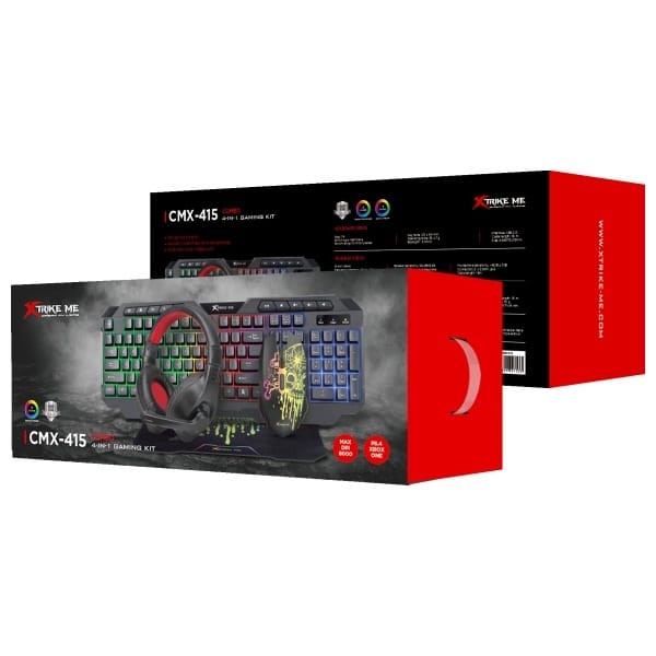 Σετ ακουστικών 4 σε 1 Combo XTRIKE ME CMX-415 EN με ενσωματωμένο ακουστικό + πληκτρολόγιο + ποντίκι + mouse pad μαύρο/λευκό - Image 6