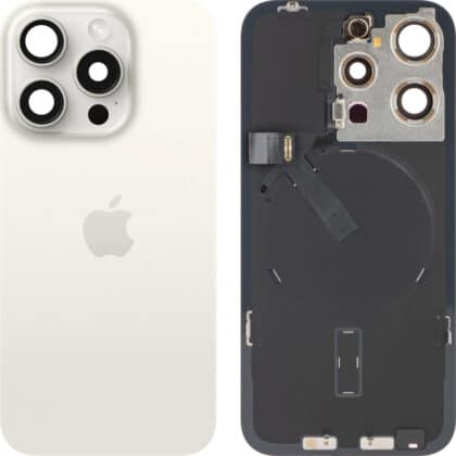 Κάλυμμα μπαταρίας / πίσω γυαλί για Apple iPhone 15 Pro, λευκό τιτάνιο (βαθμού Α)