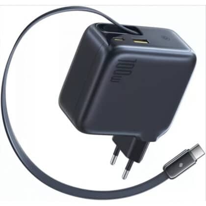 Φορτιστής τοίχου Baseus EnerCore CJ11, 100W, 1 x USB-A - 2 x USB-C, με καλώδιο USB-C, Μαύρο E0120M00