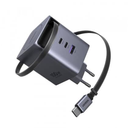 Φορτιστής τοίχου UGREEN X616 (65828), 100W, 5A, 1 x USB-A - 3 x USB-C, με καλώδιο USB-C, γκρι