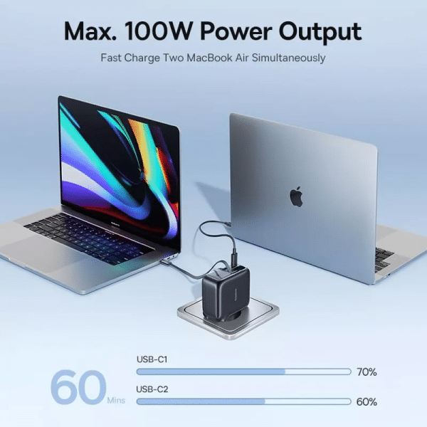 Φορτιστής τοίχου Baseus EnerCore CJ11, 100W, 1 x USB-A - 2 x USB-C, με καλώδιο USB-C, Μαύρο E0120M00 - Image 5
