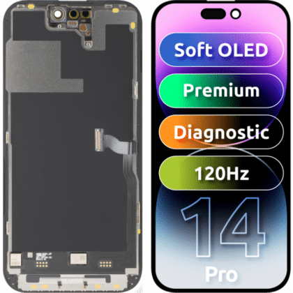 Μονάδα οθόνης LCD MP για Apple iPhone 14 Pro, Premium Soft OLED FHD 120Hz Διαγνωστική έκδοση, Aftermarket, Μαύρο