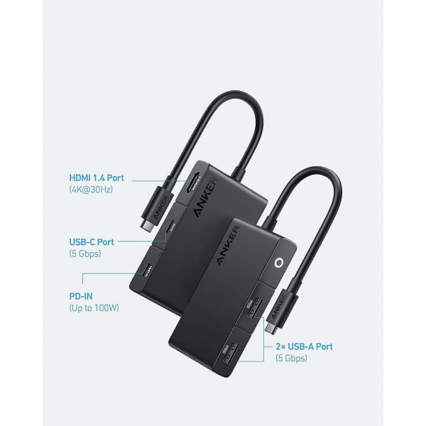 Anker Hub USB-C Anker 332, 2 x USB-A - 2 x USB-C - 1 x HDMI, Μαύρο A8356G11 - Image 5
