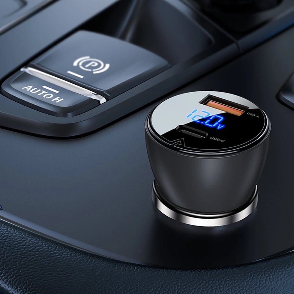 Acefast B6 Φορτιστής Αυτοκινήτου, Ψηφιακή Οθόνη, USB, Type-C, Γρήγορη Φόρτιση 63W, PD3.0, PPS, QC3.0, Κράμα Ψευδαργύρου, Μαύρος - Image 5