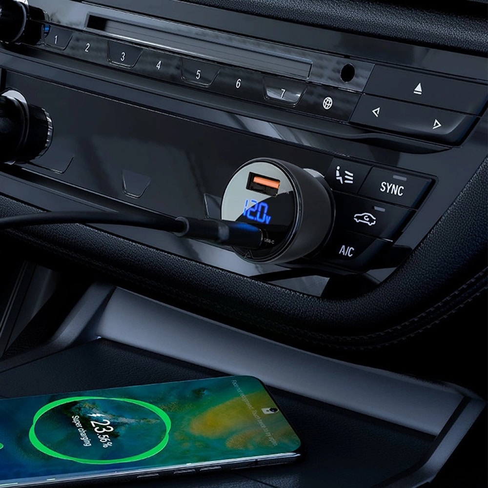 Acefast B6 Φορτιστής Αυτοκινήτου, Ψηφιακή Οθόνη, USB, Type-C, Γρήγορη Φόρτιση 63W, PD3.0, PPS, QC3.0, Κράμα Ψευδαργύρου, Μαύρος - Image 6