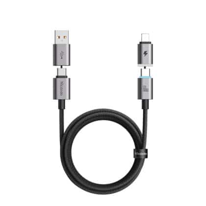 Mcdodo CA-6560 Καλώδιο Δεδομένων 4 Σε 1 Extreme Energy Series, Μαγνητικά Άκρα, USB-C/USB-A Σε USB-C/Lightning, 60W, 1,2m, Μαύρο
