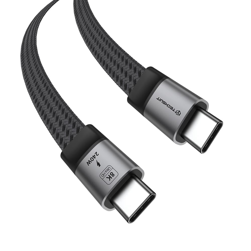 Techsuit ElysiumSync Pro (CX1) Καλώδιο Δεδομένων Type-C σε Type-C, PD240W, USB4.0 Gen 4, 40Gbps, 8K@60Hz, 1m, Γκρι - Image 3