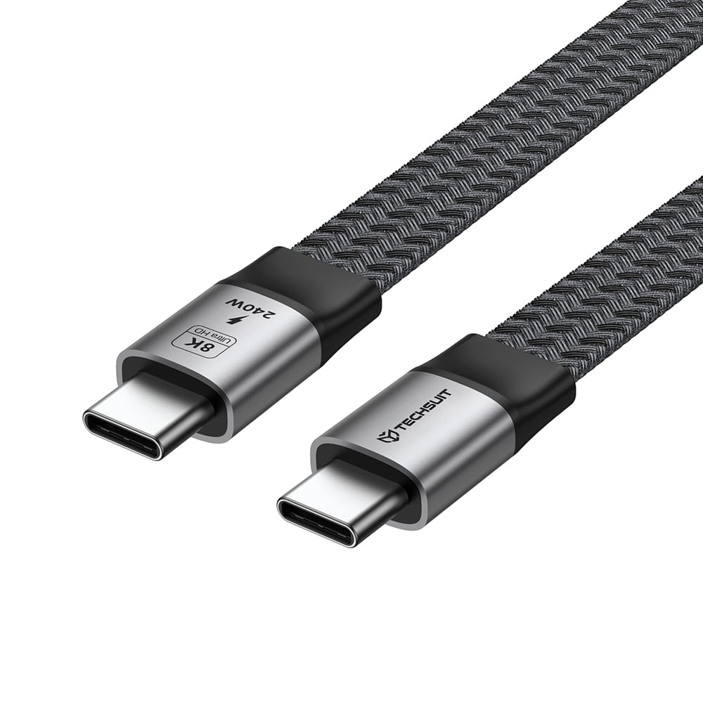Techsuit ElysiumSync Pro (CX1) Καλώδιο Δεδομένων Type-C σε Type-C, PD240W, USB4.0 Gen 4, 40Gbps, 8K@60Hz, 1m, Γκρι - Image 4
