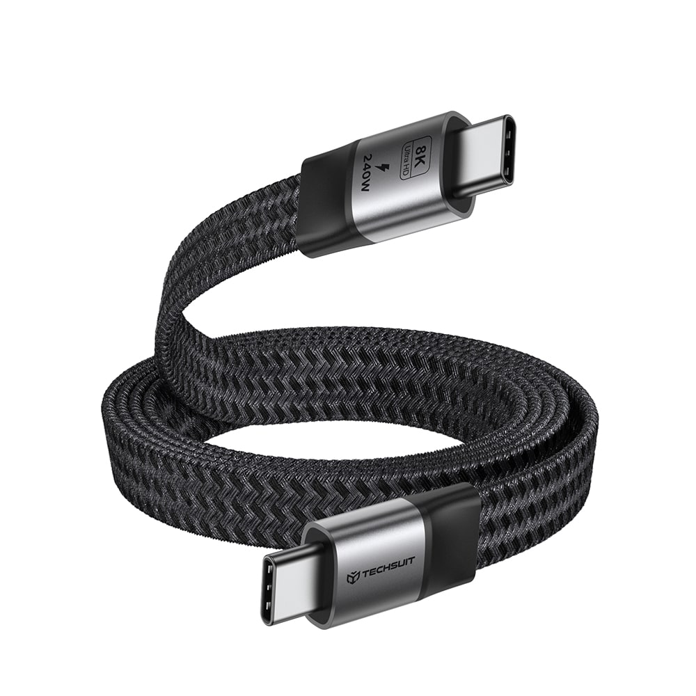 Techsuit ElysiumSync Pro (CX1) Καλώδιο Δεδομένων Type-C σε Type-C, PD240W, USB4.0 Gen 4, 40Gbps, 8K@60Hz, 1m, Γκρι - Image 2