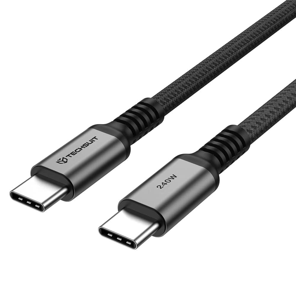 Techsuit TitanSync Pro Καλώδιο Δεδομένων Type-C σε Type-C, PD 240W, 480Mbps, Γρήγορη Φόρτιση, 1m, Γκρι - Image 4