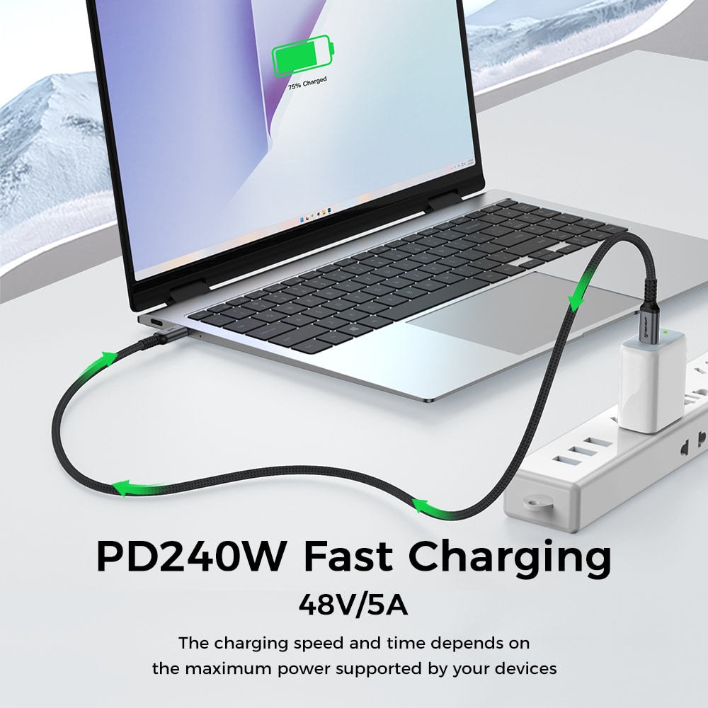Techsuit TitanSync Pro Καλώδιο Δεδομένων Type-C σε Type-C, PD 240W, 480Mbps, Γρήγορη Φόρτιση, 2m, Γκρι - Image 6