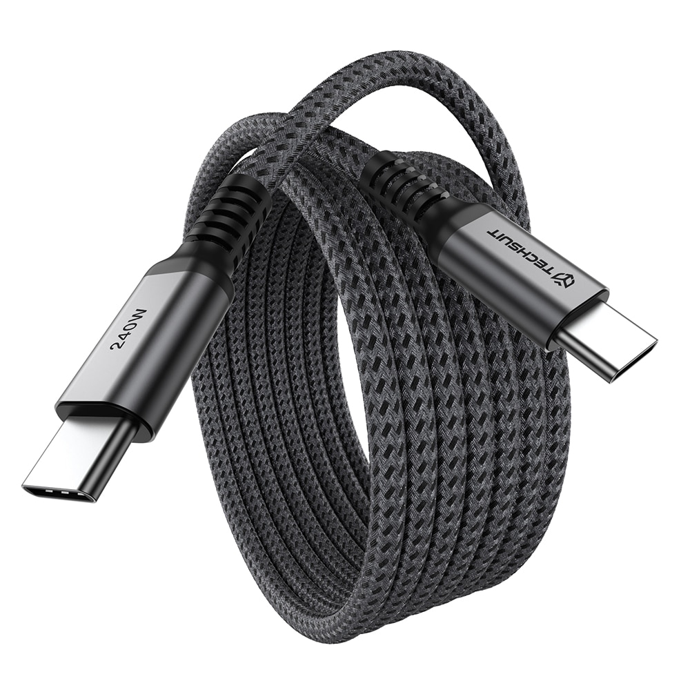 Techsuit TitanSync Pro Καλώδιο Δεδομένων Type-C σε Type-C, PD 240W, 480Mbps, Γρήγορη Φόρτιση, 2m, Γκρι - Image 2