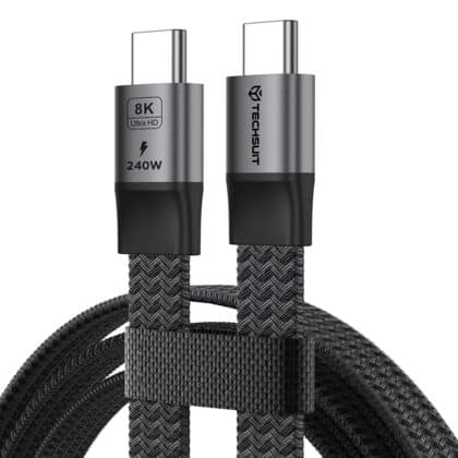 Techsuit ElysiumSync Pro (CX1) Καλώδιο Δεδομένων Type-C σε Type-C, PD240W, USB4.0 Gen 4, 40Gbps, 8K@60Hz, 1m, Γκρι