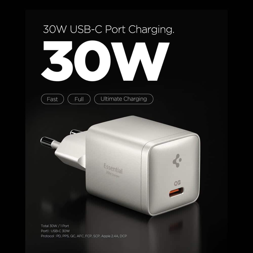 SPIGEN EE301EU ΒΑΣΙΚΟΣ ΦΟΡΤΙΣΤΗΣ ΔΙΚΤΥΟΥ 1 ΘΥΡΑΣ 30W ΦΥΣΙΚΟ ΤΙΤΑΝΙΟ - Image 2