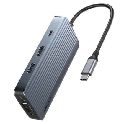 Usb-C Hub Anker, 3 X Usb-A 3.0 - 2 X Usb-C - 2 X Hdmi - 1 X Vga, Grey A83790a2