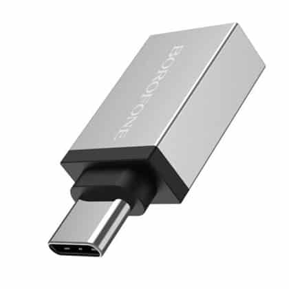 Borofone BV3 Προσαρμογέας OTG Type-C (M) σε USB-A (F), Λειτουργίες Φόρτισης και Μεταφοράς Δεδομένων, Αλουμίνιο, 5Gbps - Ασημί
