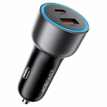 Acefast B21 Φορτιστής Αυτοκινήτου, USB, Type-C, 75W, PD3.0, Φωτισμός LED, Μεταλλικό Γκρι