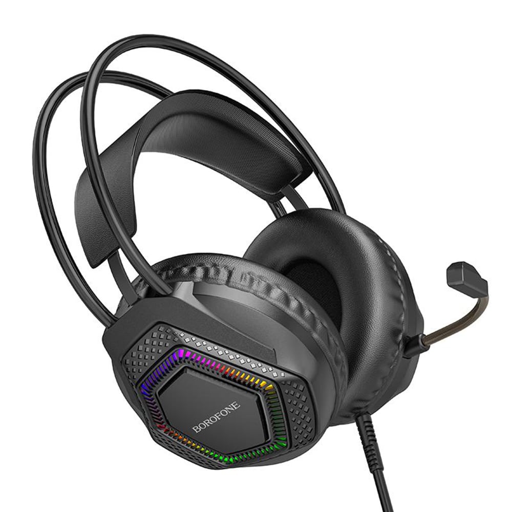 Borofone BO105 Ενσύρματα Ακουστικά Παιχνιδιών Thunder Over-Ear, Οδηγοί 50mm, Μικρόφωνο, USB + 3.5mm, Φωτισμός LED, Μαύρο - Image 3