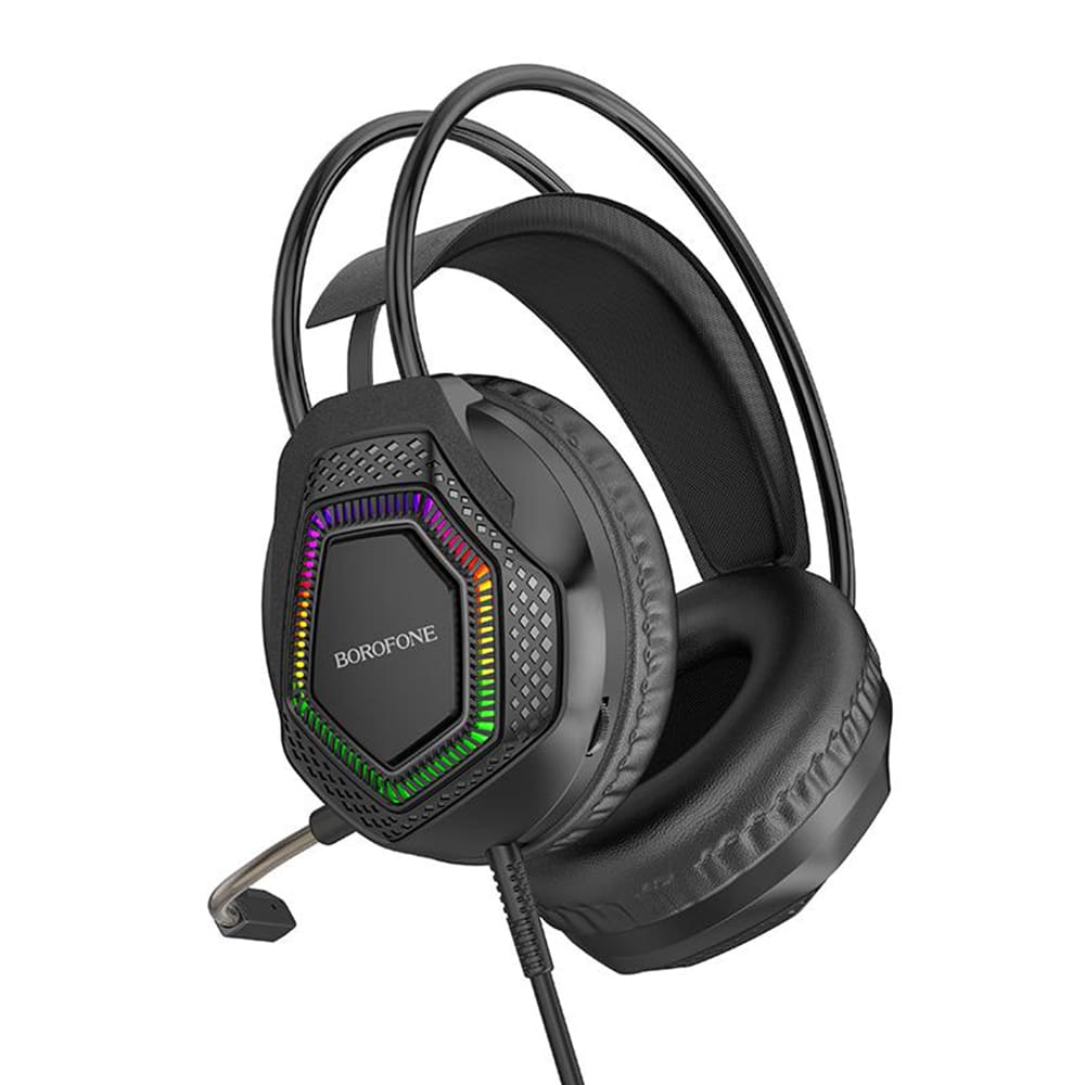 Borofone BO105 Ενσύρματα Ακουστικά Παιχνιδιών Thunder Over-Ear, Οδηγοί 50mm, Μικρόφωνο, USB + 3.5mm, Φωτισμός LED, Μαύρο - Image 2