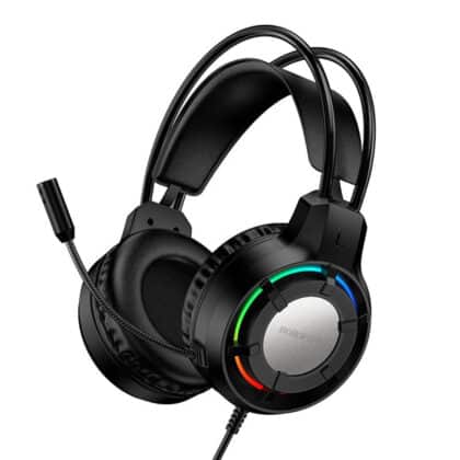 Borofone BO112 Ενσύρματα Ακουστικά Gaming Over-Ear, 50mm Οδηγοί, Μικρόφωνο, USB + 3.5mm, Φωτισμός LED, Μαύρο