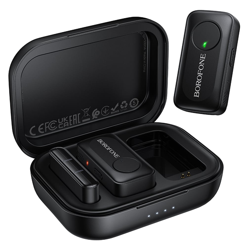 Borofone BFK17 Ασύρματο Μικρόφωνο Πέτου, USB-C, Θήκη Φόρτισης, Ακύρωση Θορύβου, Πανκατευθυντικό, Μαύρο - Image 2