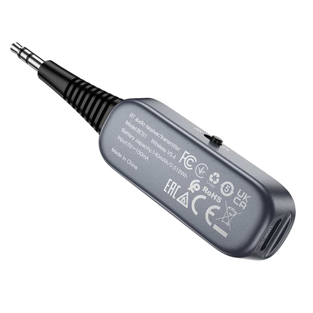 Borofone BC51 Δέκτης και Πομπός Ήχου Bluetooth AUX, Μεταλλικό Γκρι - Image 3