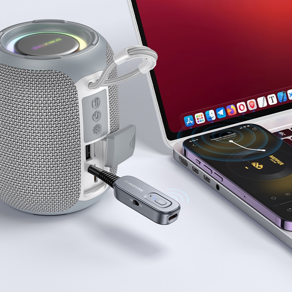 Borofone BC51 Δέκτης και Πομπός Ήχου Bluetooth AUX, Μεταλλικό Γκρι - Image 6