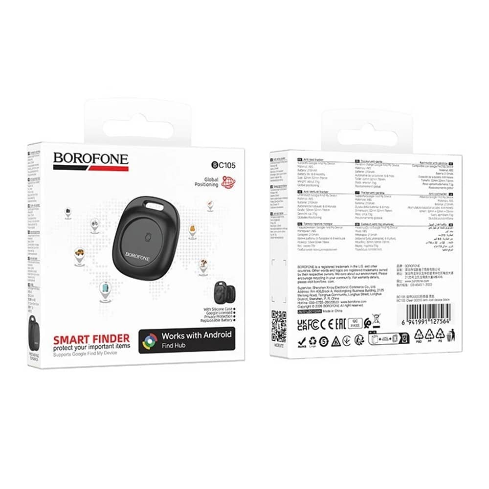 Borofone BC105 Έξυπνος Ιχνηλάτης, Συμβατός με Google Find Hub, Anti-Lost, Αντικαταστάσιμη Μπαταρία, Μαύρος - Image 7