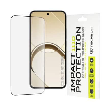 Techsuit 111D Πλήρης Κάλυψη Γυαλί με Κόλλα για Realme 16 5G, Μαύρο