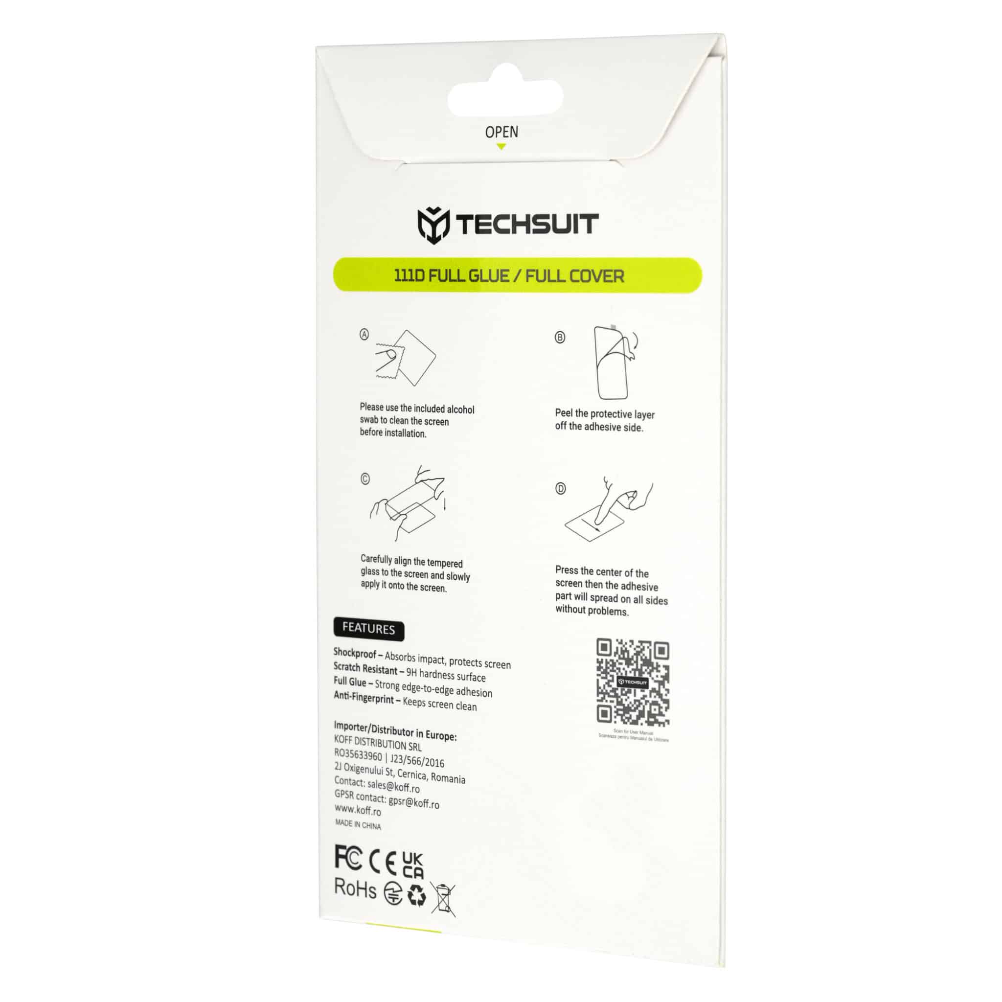 Techsuit 111D Πλήρης Κάλυψη Γυαλί με Κόλλα, Oppo Reno16 / Reno16 Pro, Μαύρο - Image 4