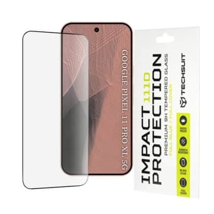 Techsuit 111D Πλήρης Κάλυψη Γυαλί με Κόλλα για Google Pixel 11 Pro XL, Μαύρο