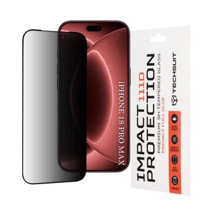 Techsuit 111D Κόλλα Απορρήτου Πλήρους Ασφαλείας, iPhone 18 Pro Max, Μαύρο