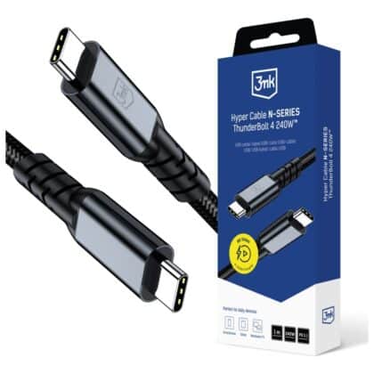 Καλώδιο 3MK Hyper Cable N-SERIES USB-C Thunderbolt 4 1m 48V/5A 40Gb/s 240W 8K60Hz μαύρο