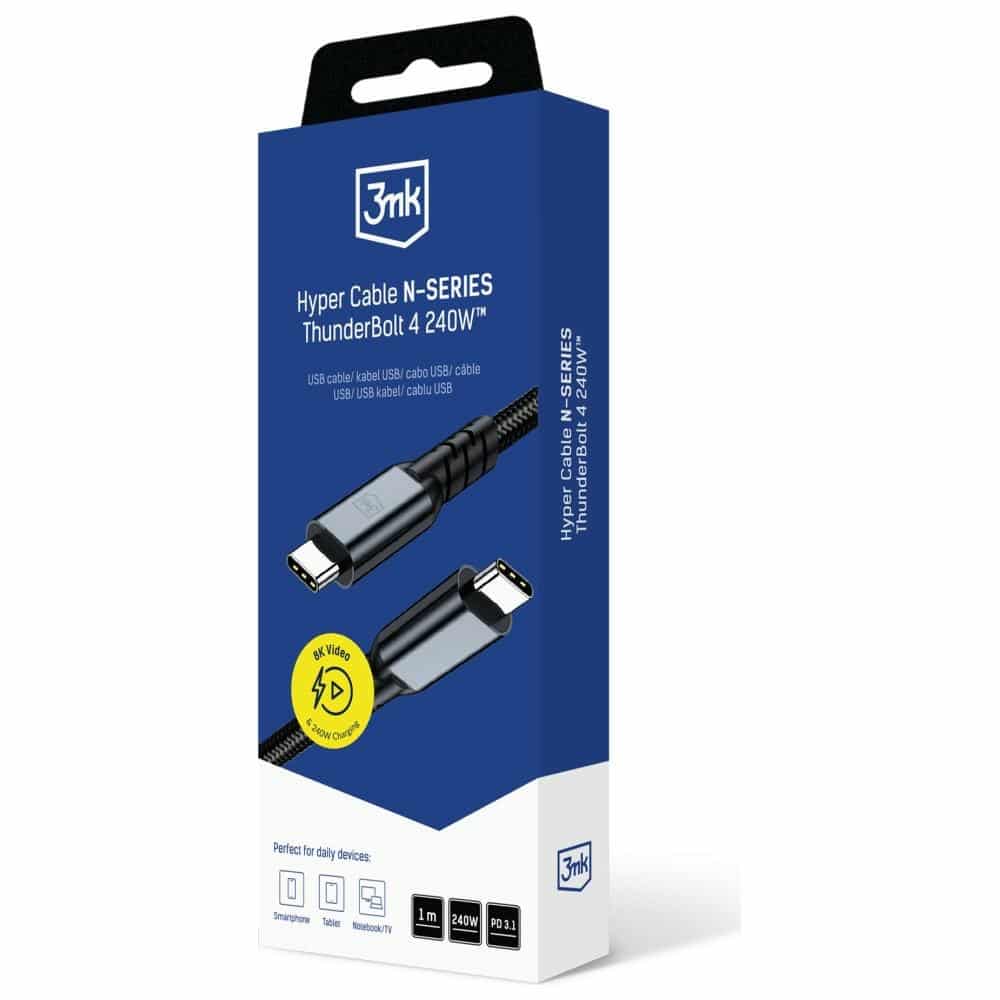 Καλώδιο 3MK Hyper Cable N-SERIES USB-C Thunderbolt 4 1m 48V/5A 40Gb/s 240W 8K60Hz μαύρο - Image 8