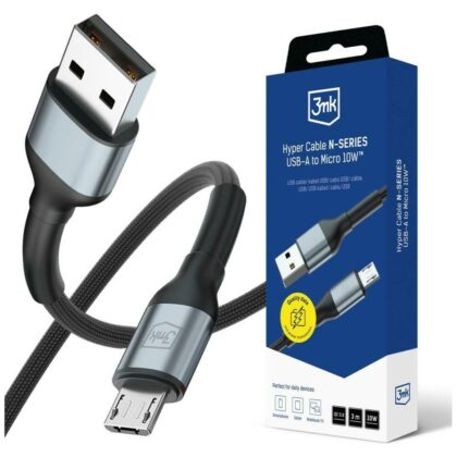 Καλώδιο 3MK Hyper Cable N-SERIES USB-A σε MicroUSB QC 3.0 5V/2A 10W μαύρο