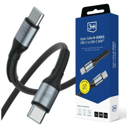 Αξεσουάρ - Καλώδιο Hyper 3mk N-SERIES C σε C 3m PD 3.0 QC 3.0 20V/3A 60W Μαύρο