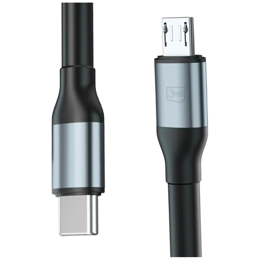 Καλώδιο 3MK Hyper Cable N-SERIES USB-C σε Micro USB 3m QC 3.0 5V/2A 10W μαύρο - Image 3