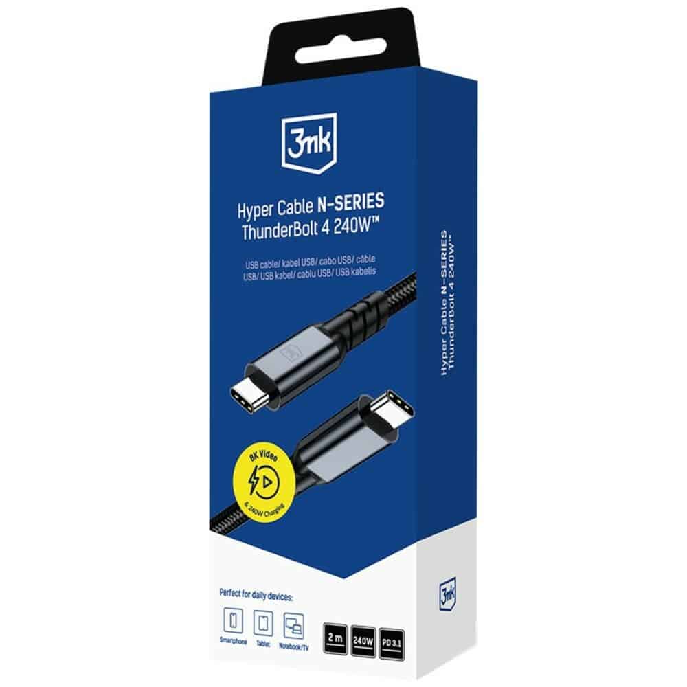 Καλώδιο 3MK Hyper N-SERIES USB-C σε USB-C Thunderbolt 4 Καλώδιο 2m 48V/5A 240W Μαύρο - Image 8