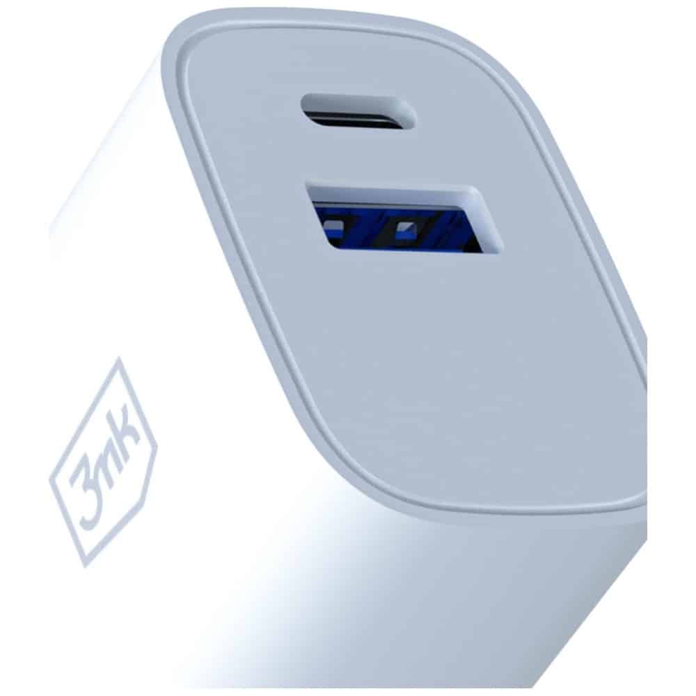 Φορτιστής τοίχου 3MK FlowPower USB-A + USB-C 25W PD QC4+ Λευκό - Image 3