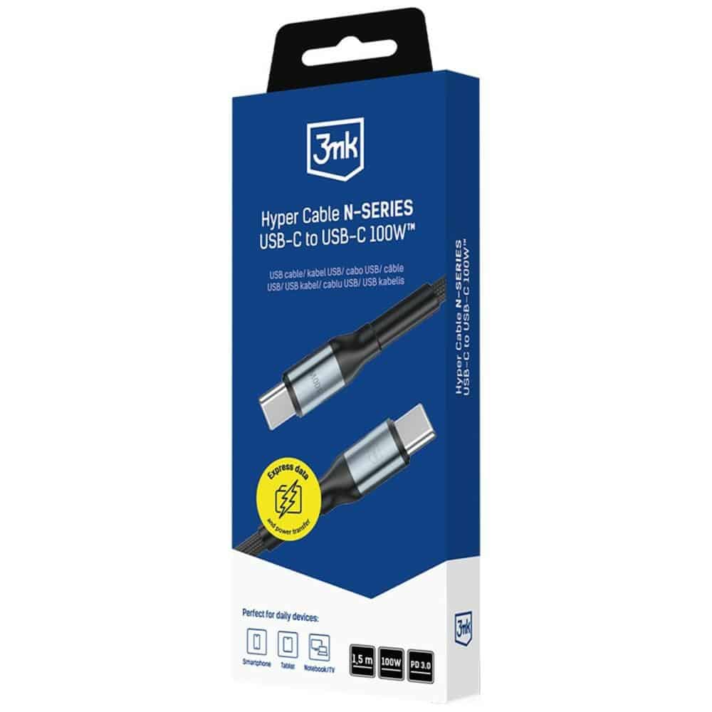 Καλώδιο 3MK Hyper Cable N-SERIES USB-C σε USB-C, 1,5 m, 20 V/5 A, 100 W, μαύρο - Image 8