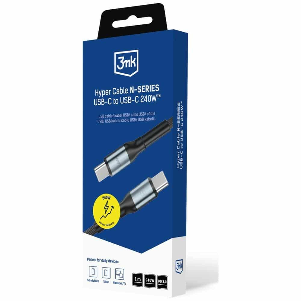 Καλώδιο 3MK Hyper N-SERIES Καλώδιο USB-C σε USB-C 1 μ. 48V/5A 240W Μαύρο - Image 4