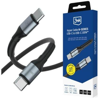 Καλώδιο 3MK Hyper N-SERIES Καλώδιο USB-C σε USB-C 3m 20V/5A 100W Μαύρο**