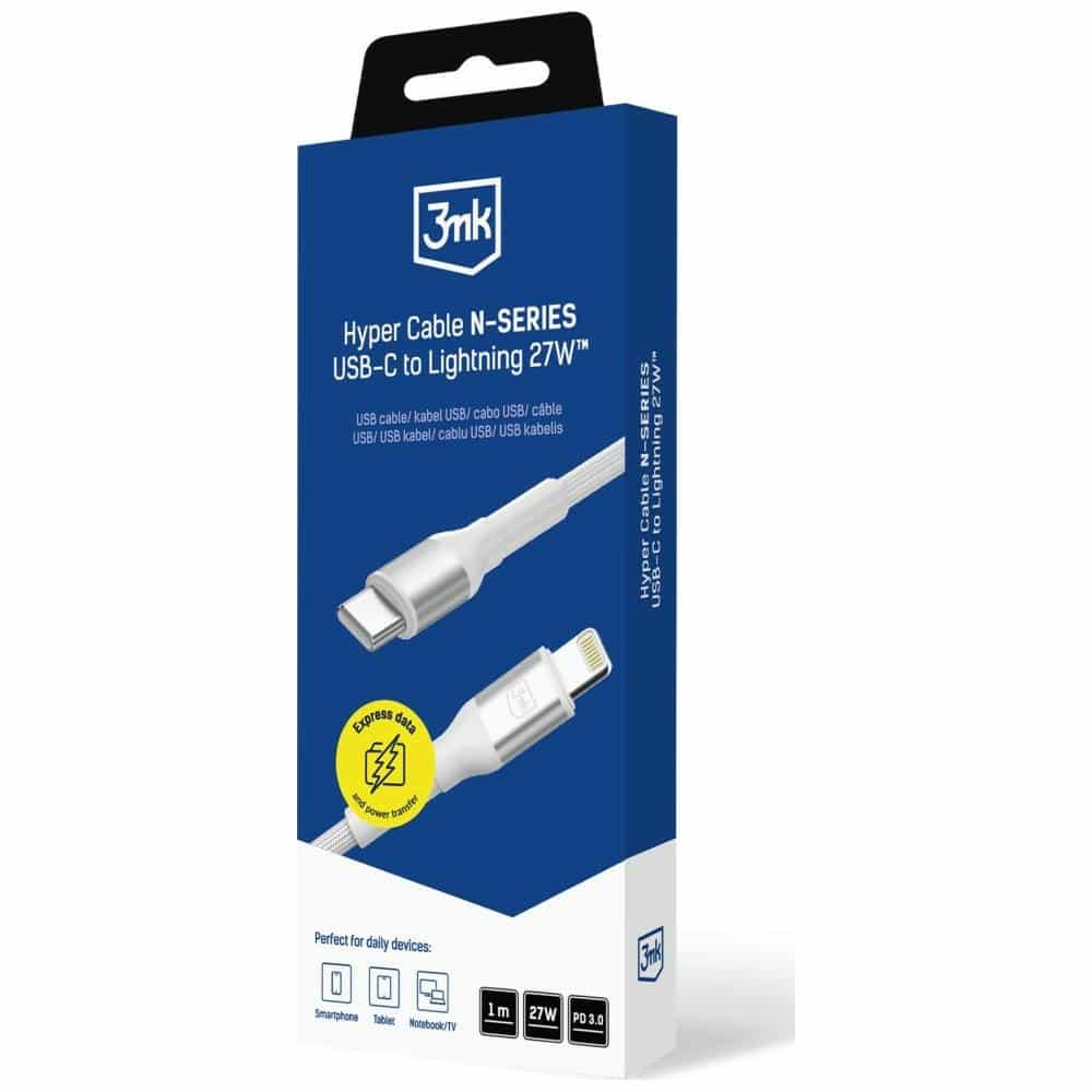 Καλώδιο 3MK Hyper N-SERIES USB-C σε καλώδιο Lightning 1m 9V/3A 27W Λευκό - Image 5