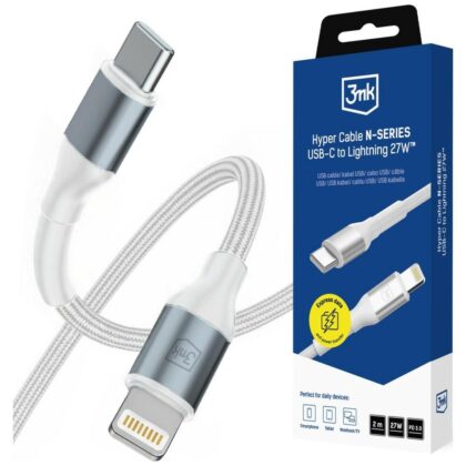 Καλώδιο 3MK Hyper N-SERIES USB-C σε Lightning 2m 9V/3A 27W Λευκό
