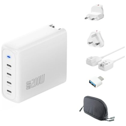 Φορτιστής τοίχου 4smarts GaN Flex Pro Travel 200W 4 USB-C λευκό