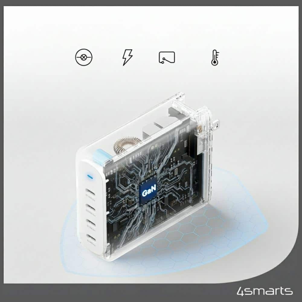 Φορτιστής τοίχου 4smarts GaN Flex Pro Travel 200W 4 USB-C λευκό - Image 7