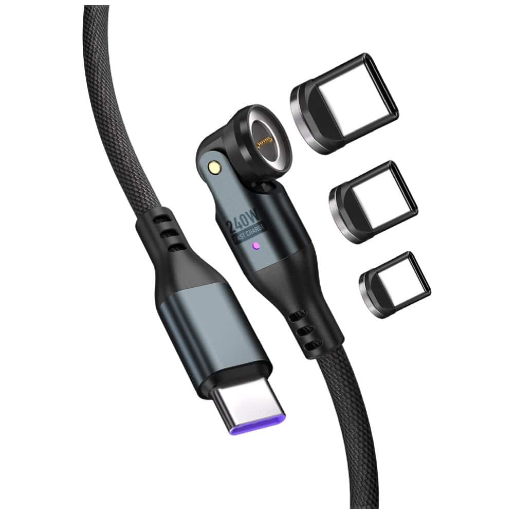 Καλώδιο 4smarts 540° μαγνητικό σετ καλωδίων USB-C GravityCord 240W 1,8m μαύρο - Image 3