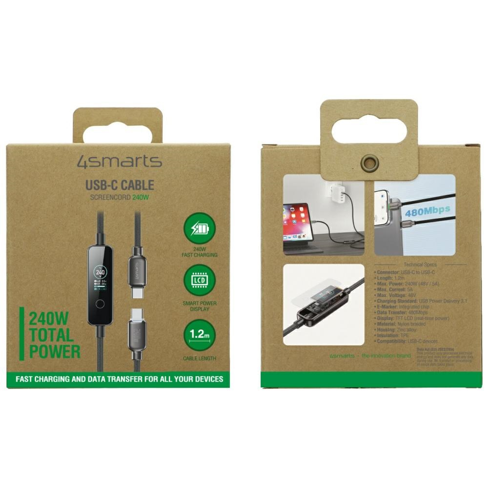 Καλώδιο 4smarts ScreenCord USB-C 240W 1,2 m, μαύρο - Image 8
