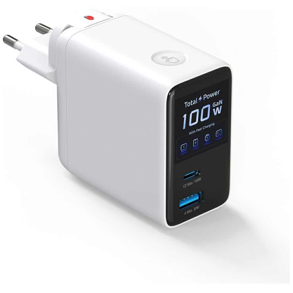 Φορτιστής τοίχου 4smarts GaN Flex Screen AI 100W 2xUSB-C + USB-A, λευκό - Image 3
