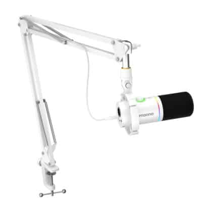 Λευκό μικρόφωνο Maono PD200XS με RGB φωτισμό